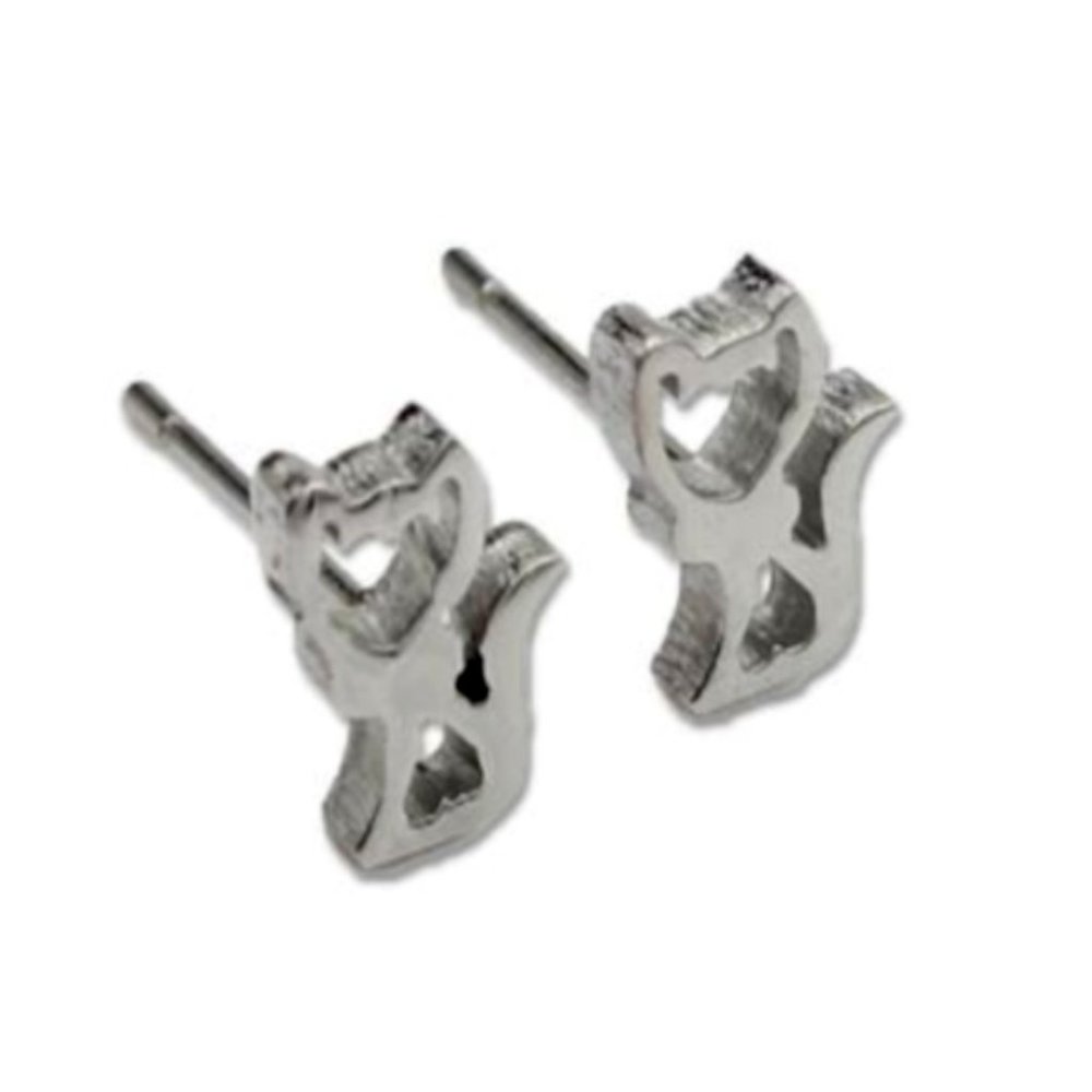 High-Quality Stainless Steel Silver Sexy Kitten Earrings